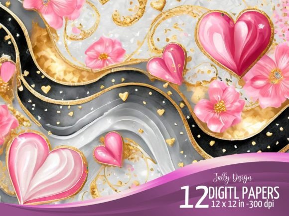 Download Luxurious Black &amp; Pink Alcohol Ink Heart - Pink Collection