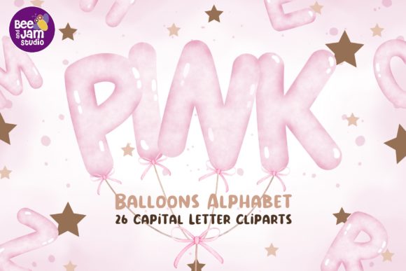 Download Watercolor Pink Balloons Alphabet, Fonts - Pink Collection