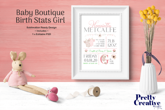 Download Baby Boutique Birth Stats Pink - Pink Collection