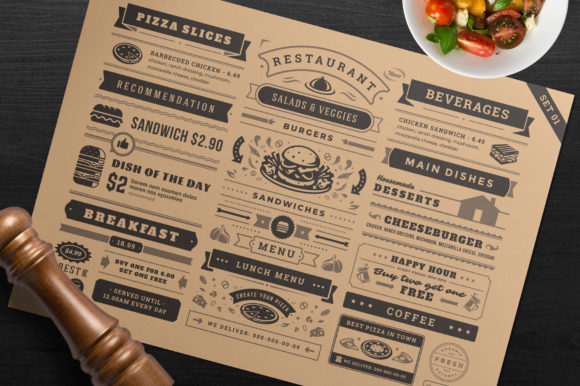Download Restaurant Menu Typographic Elements - Restaurant Collection